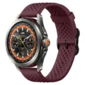 Cinturino di ricambio in silicone traspirante per smartwatch, design perforato comodo. - Borgogna
