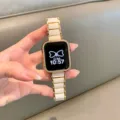 Cinturino in ceramica e custodia con strass compatibile con Apple Watch elegante. - Per Apple Watch Series 1-9/SE: 38/40/41 mm e Series 10/11 (42 mm) / Oro