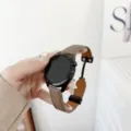Cinturino per smartwatch in pelle marrone di ricambio con fibbia magnetica, elegante. - Taupe