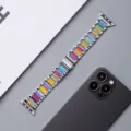 Cinturino per orologio in resina colorata e metallo per Apple Watch, design con fibbia deployant. - 22mm / Argento (Fiore)
