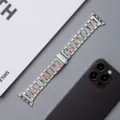 Correa de reloj de acero inoxidable y resina compatible con Apple Watch tres cuentas - Luz estelar (Verde)