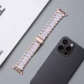 Correa de reloj de metal de oro rosa y resina blanca de repuesto para Apple Watch. - Oro Rosa (Blanco)