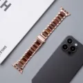 Correa de reloj de resina y acero inoxidable compatible con Apple Watch oro rosa variante. - Oro rosa (Café)