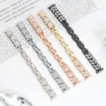 Cinturino per orologio in metallo con strass a foglia di grano accessorio chic e brillante. - 14mm / Argento