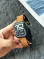 Compatible Apple Watch strap brown crazy horse pattern silicone magnetic buckle band - For Apple Watch Series 1-9/SE: 38/40/41mm & Series 10/11/12: 42mm / Matte - Light Brown [Magnetic Black Buckle]