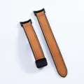 Matte crazy horse leather magnetic silicone watch strap replacement for Xiaomi smart band accessories - 14mm / Tan