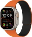 Correa de reloj de silicona con patrón lichi magnético compatible con Apple Watch. - Naranja y Negro