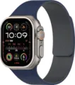 Correa de Repuesto de Silicona Magnética con Patrón Lichi Compatible con Apple Watch Azul - Azul medianoche y gris