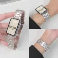 Stainless steel watch strap replacement metal three-bead band for smart watch silver - For Xiaomi Mi Band 8 Pro/9 Pro / Starlight