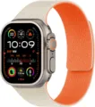 Correa de reloj de repuesto de silicona magnética con diseño de lichi para Apple Watch. - Blanco estelar + naranja