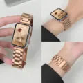 Stainless steel metal watch strap replacement band compatible with Xiaomi smart watch, rose gold. - For Xiaomi Mi Band 8 Pro/9 Pro / Rose Gold