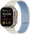 Cinturino per orologio in silicone magnetico motivo litchi compatibile Apple Watch - 14mm / Bianco antico e blu nebbia