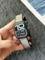 Apple Watch compatibele crazy horse leer siliconen magnetische horlogeband grijze variant. - Mat - mistgrijs [magnetische zwarte gesp]
