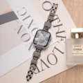 Cinturino per orologio in metallo con strass compatibile con Apple Watch, elegante catena donna. - Per Apple Watch Series 1-9/SE: 38-40-41 mm e S10: 42 mm / Nero