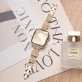 Cinturino per orologio in metallo con strass dorati compatibile con Apple Watch, design di lusso. - Per Apple Watch Series 1-9/SE: 38-40-41 mm e S10: 42 mm / Oro