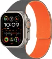 Correa de reloj magnética de silicona de repuesto compatible con Apple Watch Ultra gris - Gris + Naranja