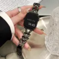 Cinturino per orologio in metallo catena elegante nero compatibile con apple watch alla moda - 22mm / Nero