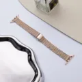Roségoldenes Edelstahl Sternenhimmel Faltschließe Metall Uhrenarmband für Apple Watch. - Für Apple Watch Serie 1-9/SE: 38/40/41 mm & Serie 10/11 (42 mm) / Roségold