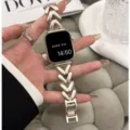 Metal Apple Watch band stylish heart link chain strap compatible with Apple Watch Series - Starlight