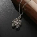 Stainless steel retro Egyptian pharaoh head pendant necklace for men vintage jewelry daily wear - Silver