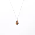 Roestvrij staal natuurlijke steen druppel hanger ketting zilver sleutelbeen ketting - Bruin