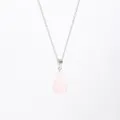 Rozenkwarts druppel edelsteen hanger ketting roestvrij staal zilverkleurige ketting sieraden - Roze