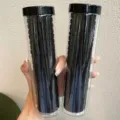 Elastici per capelli neri senza cuciture in cilindro trasparente, alta elasticità per uso quotidiano. - 1 Lattina 20 Pezzi / Nero