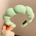 Mint green puffy braided headband for women, thick padded hair hoop for daily wear and washing. - Light Green