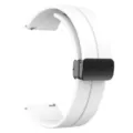 Cinturino di ricambio in silicone bianco con chiusura magnetica pieghevole nera, misura universale. - 20mm / Bianco Fibbia Nero