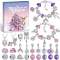 Calendario dell'Avvento 24 giorni con scatola renna viola e kit gioielli fai-da-te bimbi - Stile PDLD24