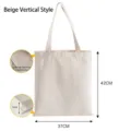 Große vertikale Canvas-Einkaufstasche in Beige mit Innentasche, Maße 37x42x10cm. - Beige Vertikal mit Boden & Innentasche / 35*42*10cm