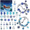 Set gioielli fai-da-te natalizio blu per bambini con ciondoli fiocco e braccialetto - 31 Grids Blue Gift Box