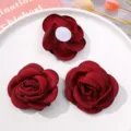 Accessoires de fleurs de roses en tissu rouge foncé bricolage bijoux vêtements patchs - Rouge Une Pièce