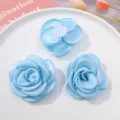 Fleur de camélia en tissu bleu clair accessoires de cheveux DIY vêtements collier patch - Bleu Ciel Une Pièce