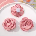 Fleurs en tissu rose accessoires DIY, pinces à cheveux faites à main et patchs floraux de collier. - Rose Chrysanthème