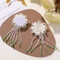 Estilo bosque cristal perla flor con cuentas borla parche para manualidades de bricolaje. - Flor (1 Pieza)