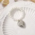 Elegant pearl bracelet with vintage silver heart pendant, perfect for lovely DIY charm. - 6mm Style 5 (1 Piece)