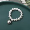 Pearl beaded bracelet with silver heart pendant cute jewelry accessory for women and girls. - 8mm Small Puffy Heart Bead (1 Piece)