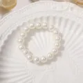 Elegant white imitation pearl beaded bracelet for women daily fashion jewelry accessory - 8mm Artificial Pearl Loop (Single Piece)