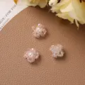 Handmade crystal pearl flower DIY accessories detail, pink bead craft components for jewelry making. - Pink