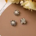 Handmade pearl crystal flower DIY accessories, versatile stud earrings shoe clips parts. - Gray