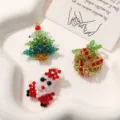 Colgantes navideños de cuentas árbol corona Papá Noel para joyería y accesorios DIY. - Árbol de Navidad