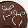 White imitation pearl bow hair clip handmade beaded hair accessories for women girls daily wear. - 31 - 1 Piece