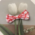 Lazo de tela a cuadros rojo y blanco accesorio para el pelo DIY decoración bonita - S / Rojo