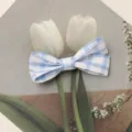 Accesorio de horquilla con lazo de tela a cuadros azul y blanco vista de detalle DIY dulce. - S / Azul