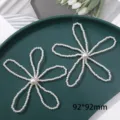 Pearl flower DIY hair accessory material, 92x92mm beaded flower patch for hair clips. - 40 - 1 Piece