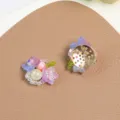 Handmade bead flower cluster jewelry detail view, sweet spring and summer cute accessories. - Purple