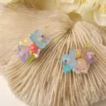 Handmade colorful beaded flower earrings, fresh spring summer floral style jewelry variant. - Blue Cartoon Star Clip (Cinnamoroll)
