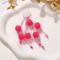Detalle de parche DIY pompón de felpa rosa, accesorio de bola esponjosa lindo para pendientes. - Rojo Rosa