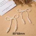 Fiocco di perle fatto a mano accessorio decorativo fai da te per scarpe e borse 80mm - N. 8 Fiocco Simmetrico Nappa Perla Artificiale